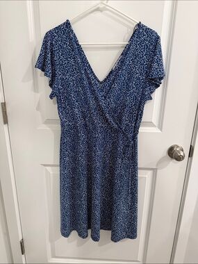 Kaileigh Blue Floral Wrap Midi Dress